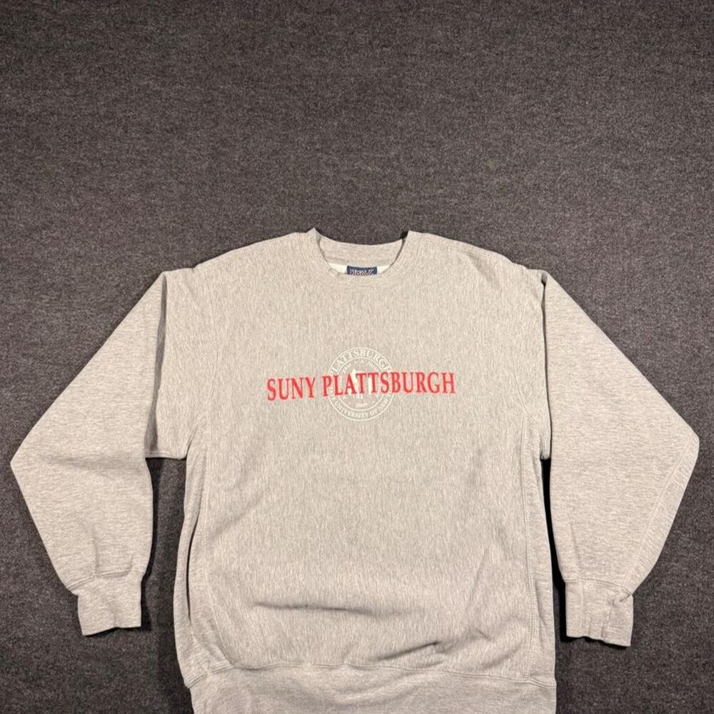 Vintage 2000s MV Sport Pro‑Weave SUNY Plattsburgh Sweatshirt M